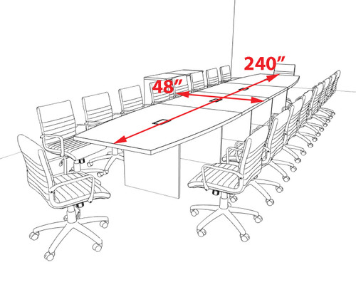 Modern Boat Shaped 20' Feet Conference Table, #OF-CON-C149