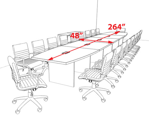 Modern Boat Shaped 22' Feet Conference Table, #OF-CON-C150