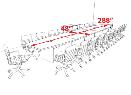 Modern Boat Shaped 24' Feet Conference Table, #OF-CON-C151