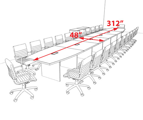 Modern Boat Shaped 26' Feet Conference Table, #OF-CON-C152