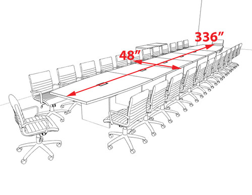 Modern Boat Shaped 28' Feet Conference Table, #OF-CON-C153