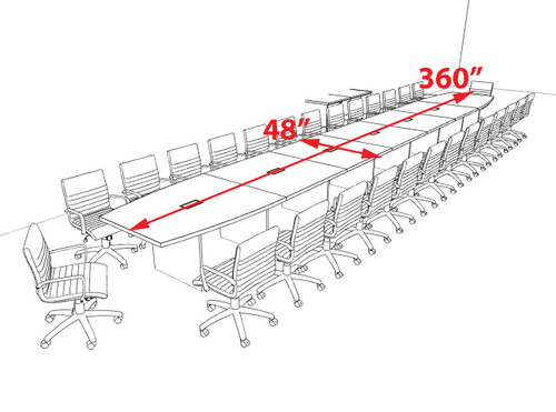 Modern Boat Shaped 30' Feet Conference Table, #OF-CON-C154