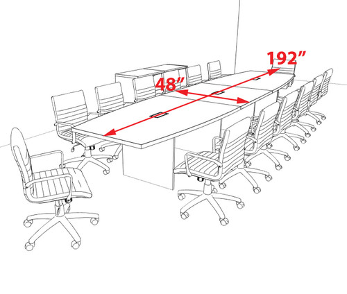 Modern Boat Shaped 16' Feet Conference Table, #OF-CON-C158