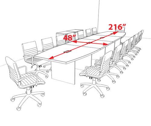 Modern Boat Shaped 18' Feet Conference Table, #OF-CON-C159