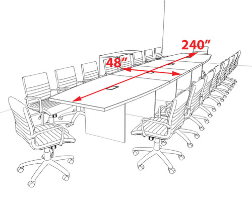 Modern Boat Shaped 20' Feet Conference Table, #OF-CON-C160