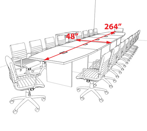 Modern Boat Shaped 22' Feet Conference Table, #OF-CON-C161