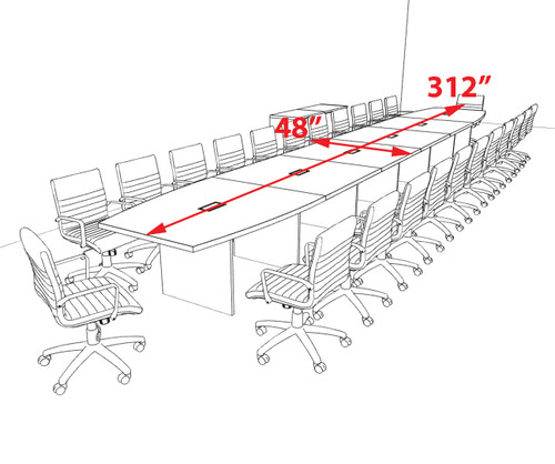 Modern Boat Shaped 26' Feet Conference Table, #OF-CON-C163