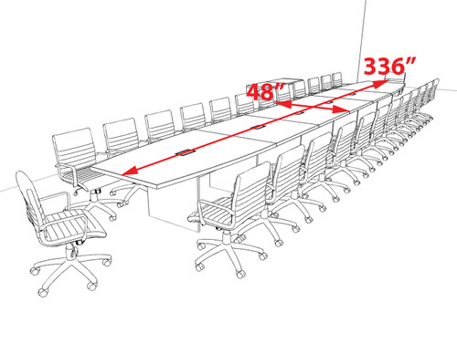 Modern Boat Shaped 28' Feet Conference Table, #OF-CON-C164