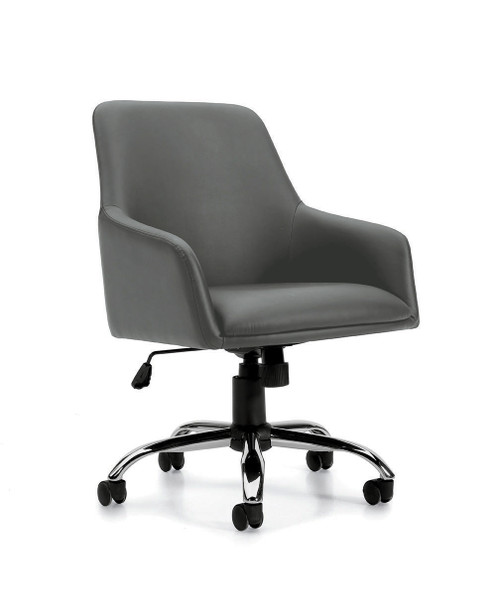 Low Luxhide Black Mock Leather Cushion Office Chair, #OT-046