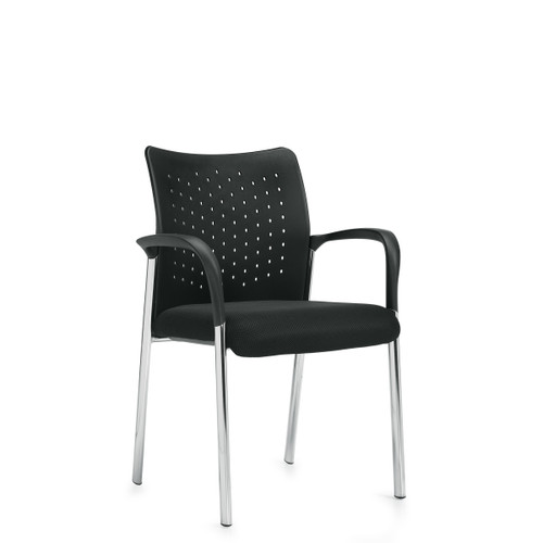 Low Plastic Back Black Mesh Cushion Office Guest Chair, #OT-066