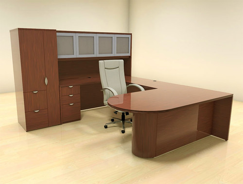 6pc U Shape Modern Contemporary Executive Office Desk Set, #CH-JAD-U27