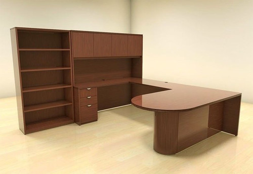 6pc U Shape Modern Contemporary Executive Office Desk Set, #CH-JAD-U17