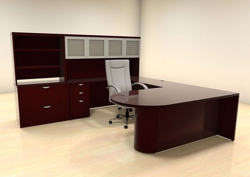 7pc U Shape Modern Contemporary Executive Office Desk Set, #CH-JAD-U24