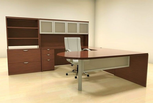 7pc U Shape Modern Contemporary Executive Office Desk Set, #CH-JAD-U31