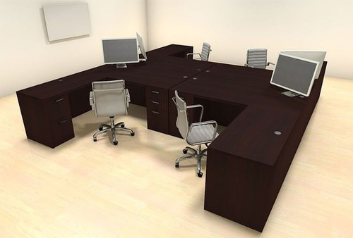 Four Persons Modern Executive Office Workstation Desk Set, #CH-AMB-F22