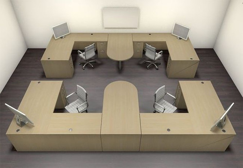 Four Persons Modern Executive Office Workstation Desk Set, #CH-AMB-S65