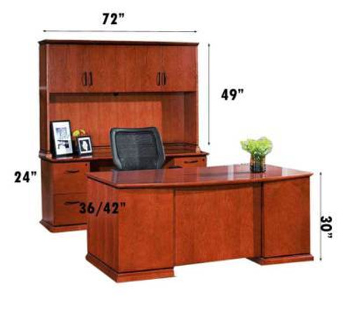 New 7 Pc All Wood Executive Office Desk Set, #CH-EME-D4