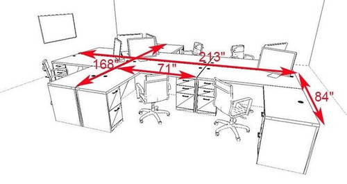Six Persons Modern Executive Office Workstation Desk Set, #CH-AMB-F29