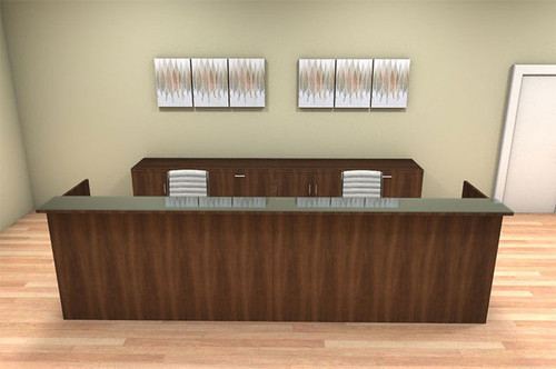 2pc 12' Feet Modern Glass Counter Reception Desk Set, #CH-AMB-R11