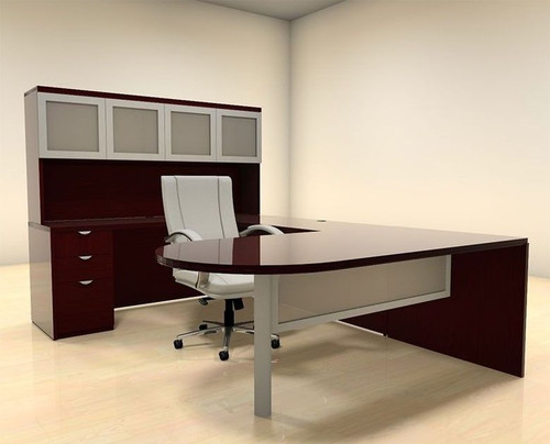 5pc U Shape Modern Contemporary Executive Office Desk Set, #CH-JAD-U30