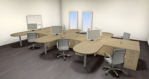 Six Persons Modern Executive Office Workstation Desk Set, #CH-AMB-S30