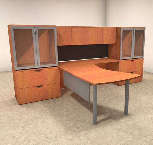 5pc L Shaped Modern Contemporary Executive Office Desk Set, #OF-CON-L1
