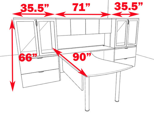 5pc L Shaped Modern Contemporary Executive Office Desk Set, #OF-CON-L1