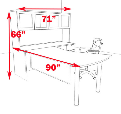4pc L Shaped Modern Contemporary Executive Office Desk Set, #OF-CON-L21