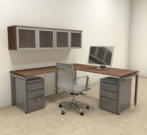 6pc L Shaped Modern Contemporary Executive Office Desk Set, #OF-CON-L34
