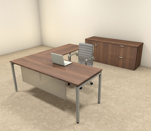 3pc L Shaped Modern Contemporary Executive Office Desk Set, #OF-CON-L69