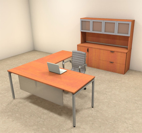 4pc L Shaped Modern Contemporary Executive Office Desk Set, #OF-CON-L71
