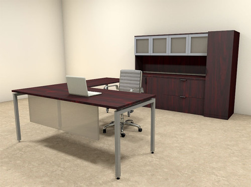 5pc L Shaped Modern Contemporary Executive Office Desk Set, #OF-CON-L78