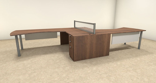 6pc L Shaped Modern Contemporary Executive Office Desk Set, #OF-CON-L9