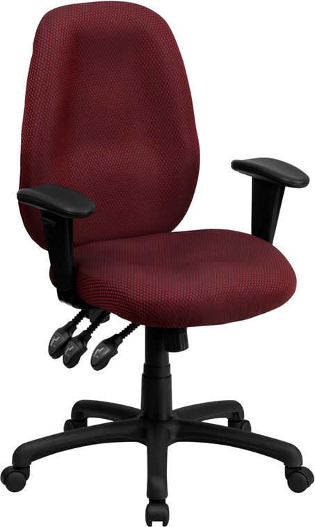 High Back Burgundy Fabric Multi-Functional Ergonomic Task Chair