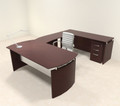 4pc Modern Contemporary U Shape Executive Office Desk Set, #RO-NAP-U3