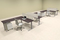 Four Persons L Shaped Power Adjustable Divider Workstation, #OF-CON-HP47