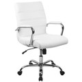 Mid-Back White Ribbed Upholstered Leather Conference Chair , #FF-0167-5