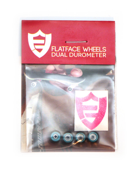 FlatFace Dual Durometer Bearing Wheels - Turquoise/White