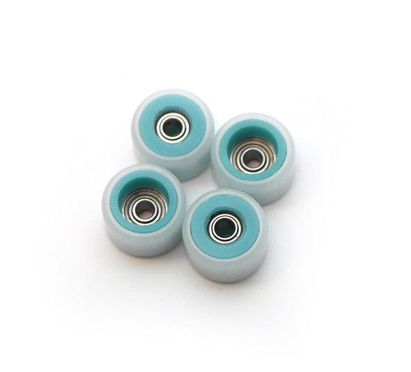 FlatFace Dual Durometer Bearing Wheels - Turquoise/White