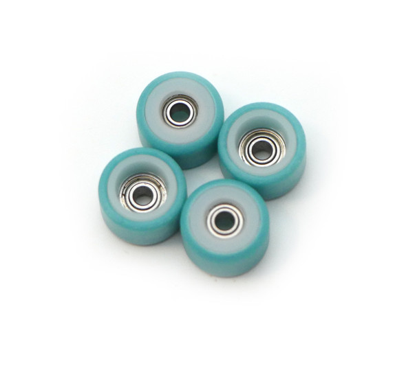 FlatFace Dual Durometer Bearing Wheels - White/Turquoise