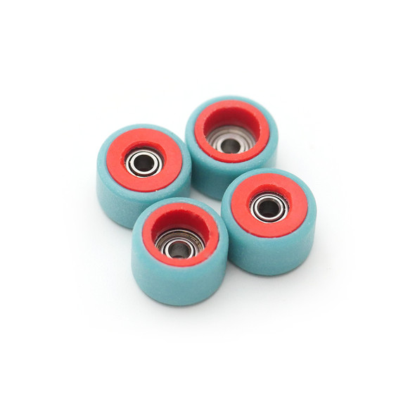 FlatFace Dual Durometer Bearing Wheels - Red/Turquoise