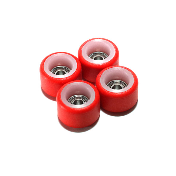 FlatFace Dual Durometer Bearing Wheels - White/Red
