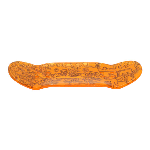 Crystal Ducky Deck Colored Polycarbonate - 34mm - Zeph Black Real Wear on Orange