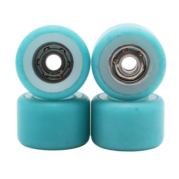 FlatFace Dual Bearing Dual Durometer V1 Bearing Wheels - White/Turquoise