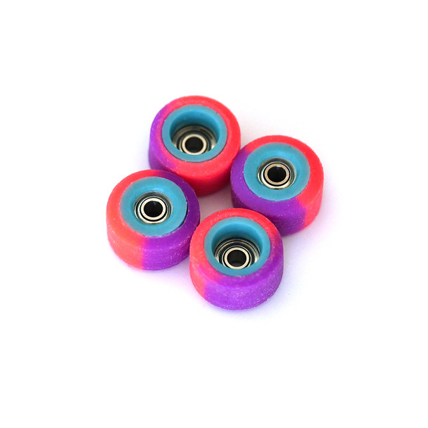 FlatFace x Oak Dual Durometer Bearing Wheels 2.0 - Turquoise/Pink-Purple