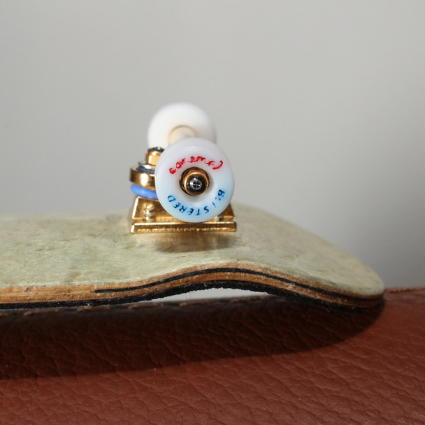 Blistered Wheels - Caramel Ceramic Bearing - White + Red and Blue Text