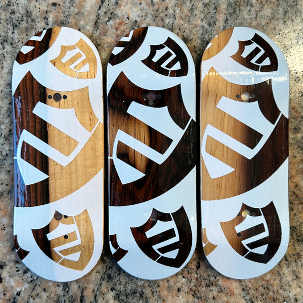FlatFace G15 Deck - 33.6mm - FF Logos White Outline Real Wear on Twotone