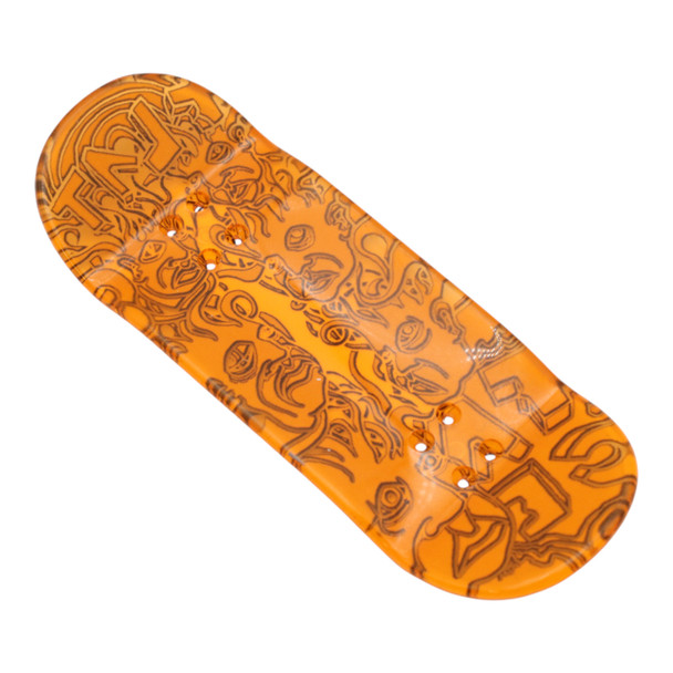 Crystal Ducky Deck Colored Polycarbonate - 34mm - Zeph Black Real Wear on Orange
