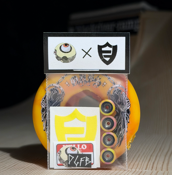 Dudeguy Recycled Outer x FlatFace Inner Core Single Bearing Wheels - Black/Yellow-Pink Swirl