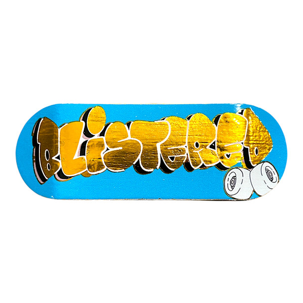 FlatFace G16 Deck - 33.6mm - Blistered Graffiti Blue/Gold Metallic Limited Edition - Real Wear